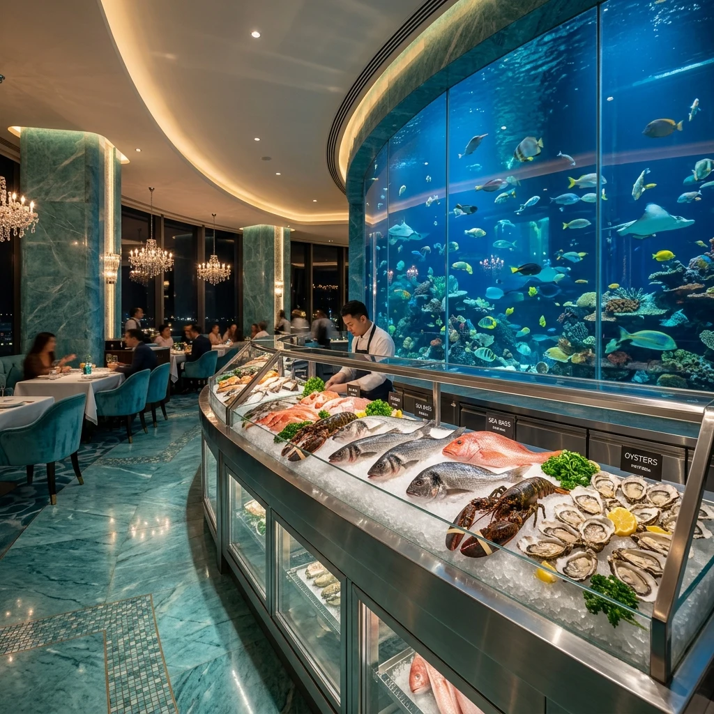 Indoor fish display and aquarium